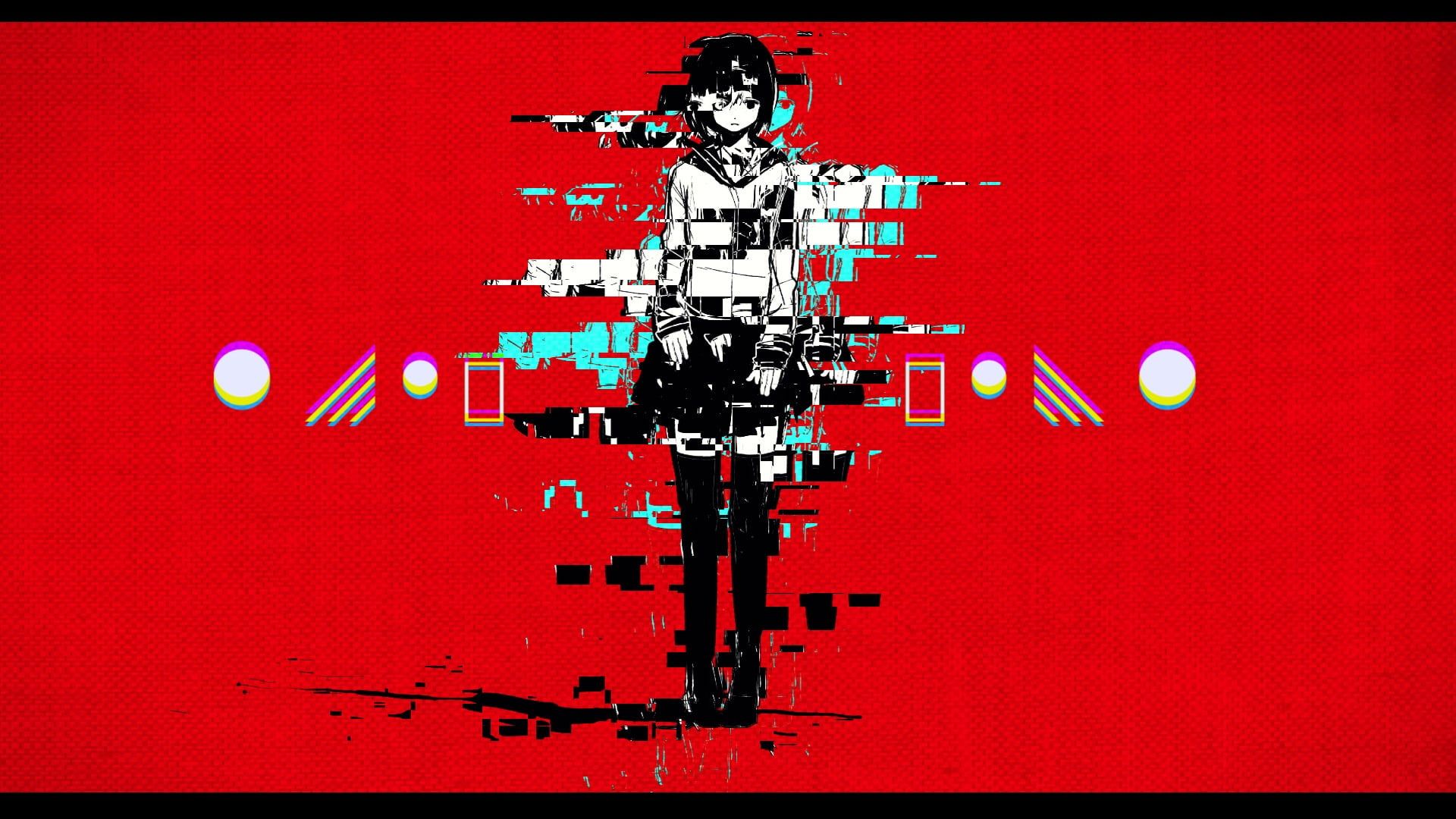 Female anime character digital wallpaper, red, glitch art, communication • Wallpaper For You HD Wallpaper For Desktop & Mobile