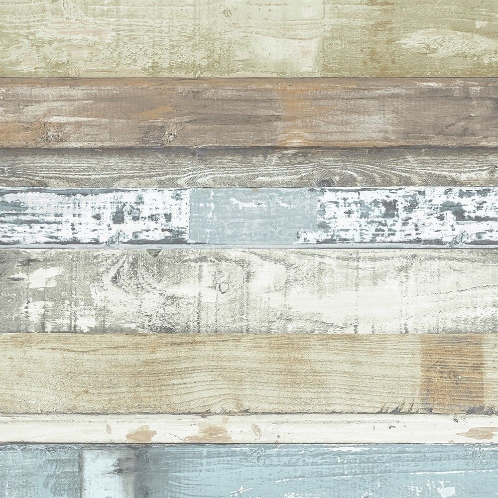 Beachwood Wallpaper, Wood in Green, Blue, Sage, Brown, Cedar Sale