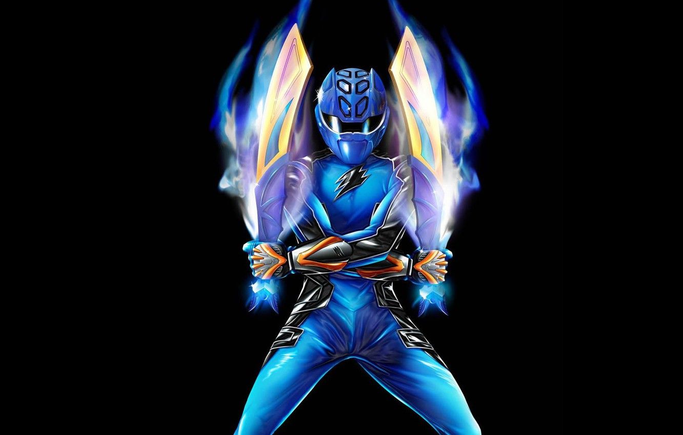 Photo Wallpaper Costume, Black Background, Swords, Wallpaper Power Ranger Blue HD Wallpaper
