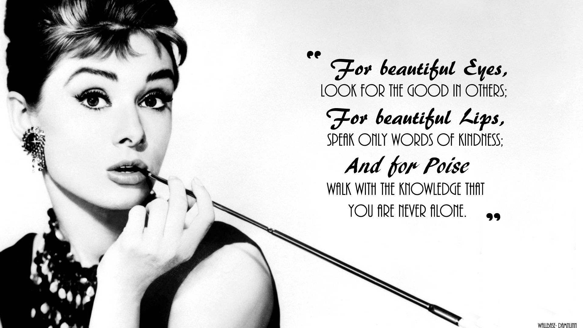 Black white quotes Audrey Hepburn wallpaperx1080