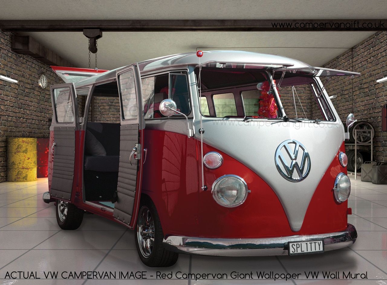 Red Campervan Giant Wallpaper VW Wall Mural a Campervan on the Wall