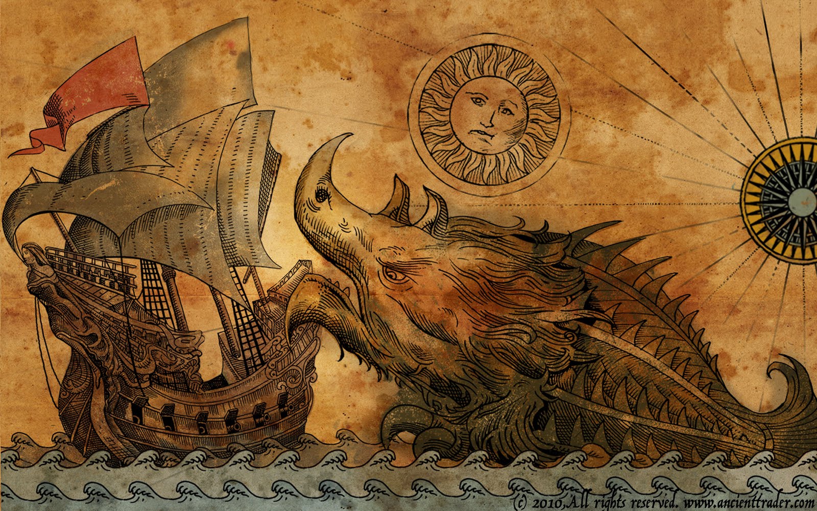 Title Fortune Winds Paintings Of Sea Monsters HD Wallpaper