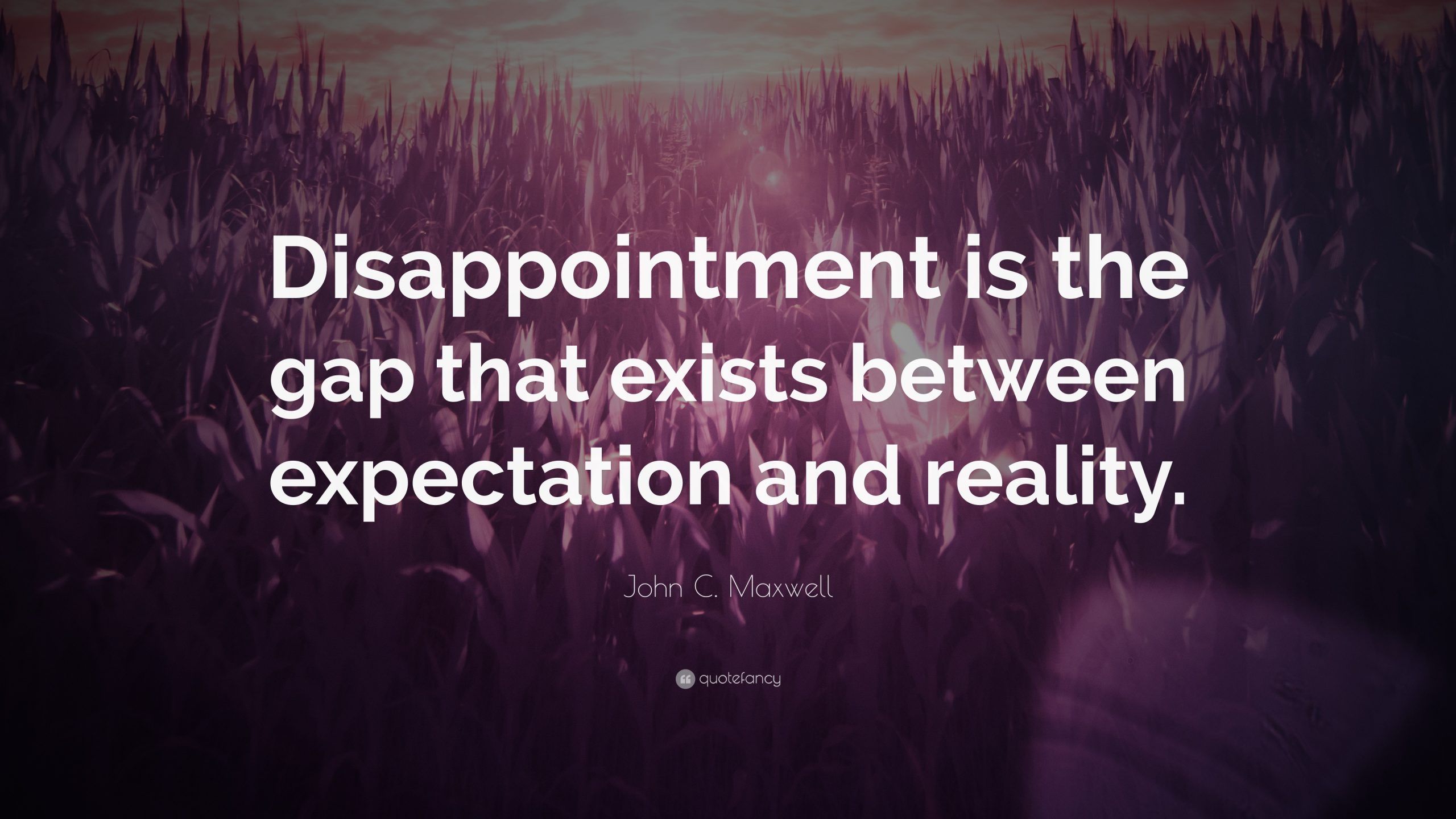 John Maxwell Quote E2809cdisappointment Is The Gap That Exists Between Expectation And Reality Wallpaper Quotefancy Quotes Disappointmentynonym Dictionary