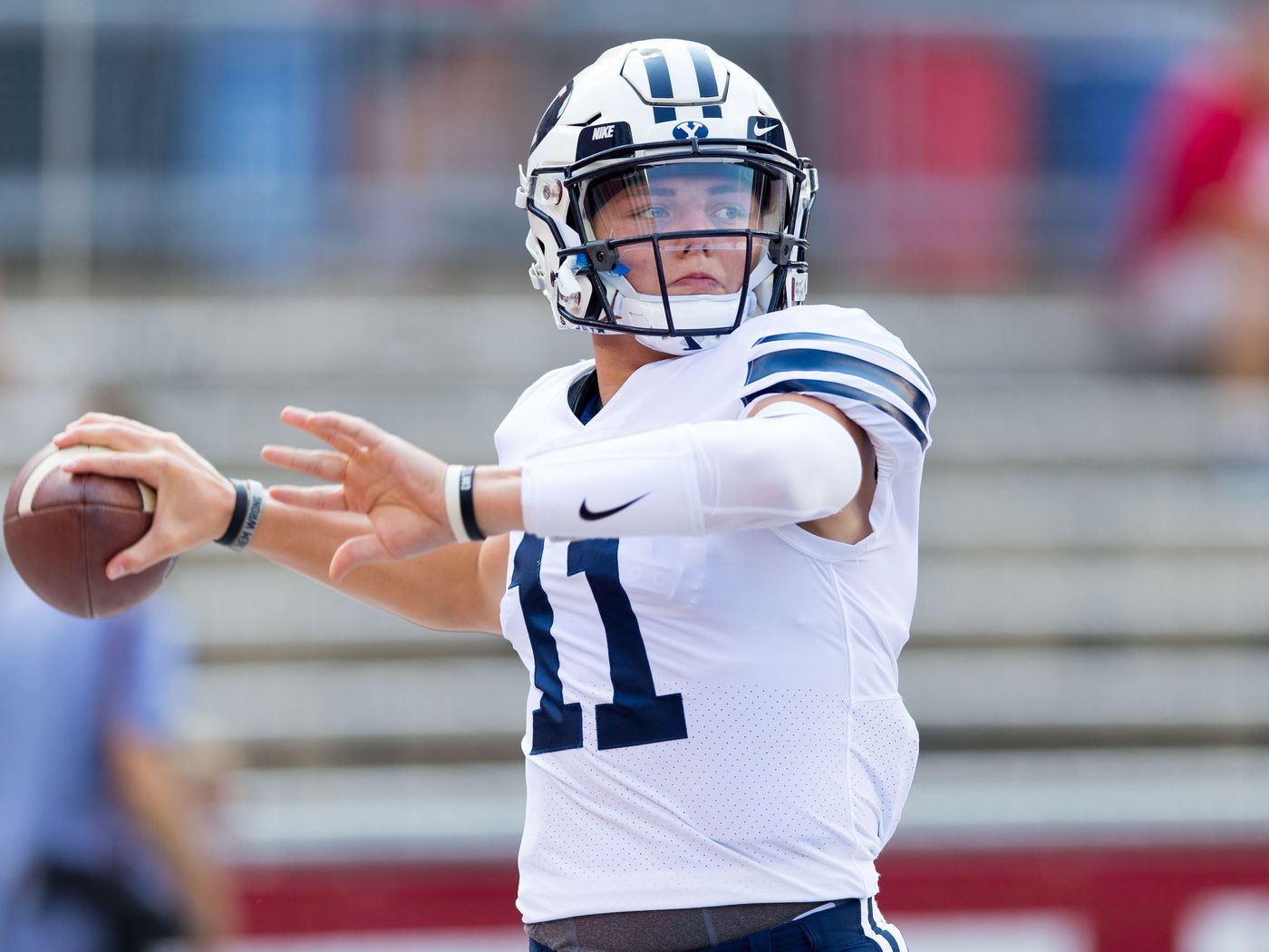 Jeff Grimes: Zach Wilson “in a position to compete” for starting QB spot versus Hawaii