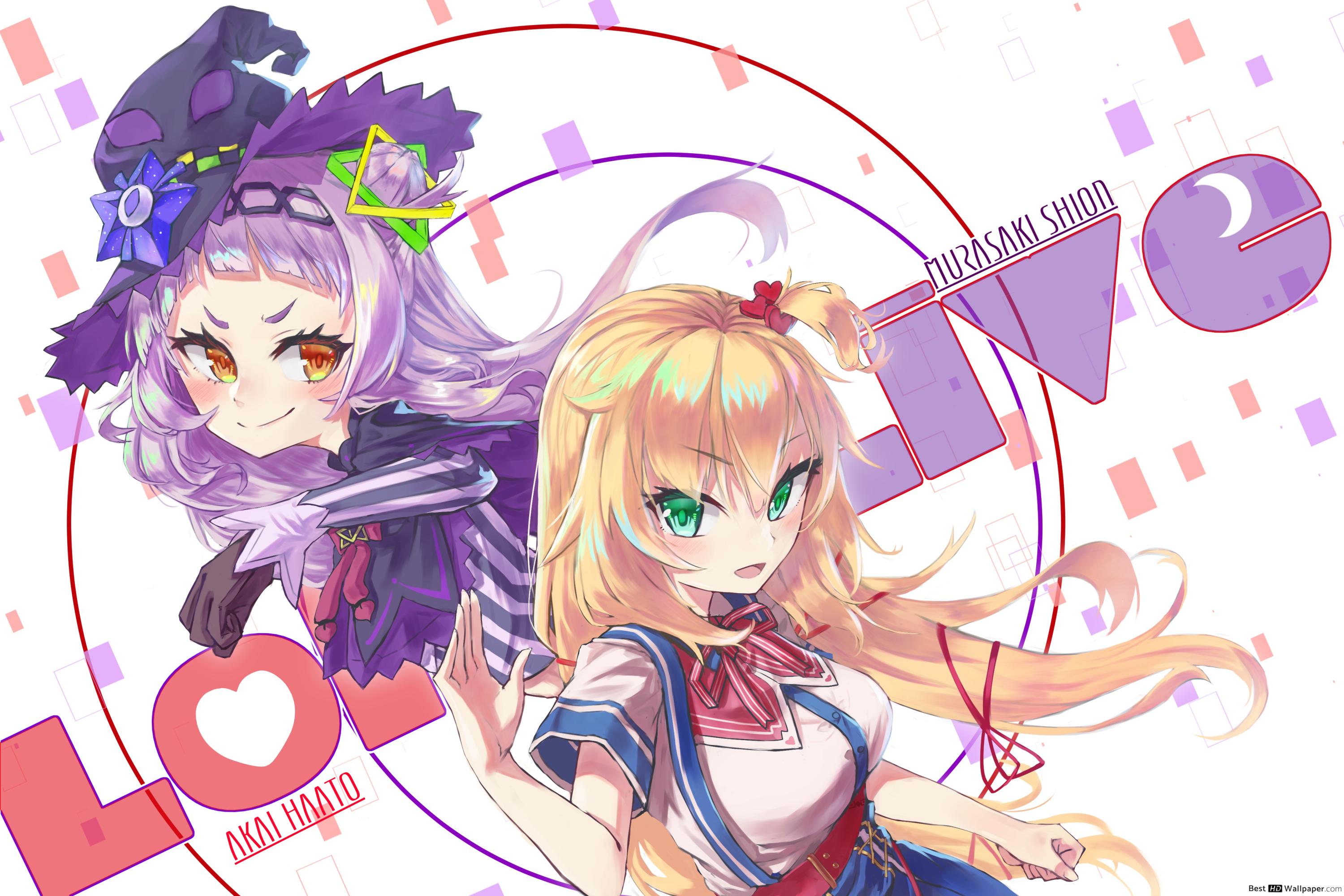 Virtual Youtuber Haato & Shion Murasaki HD wallpaper download