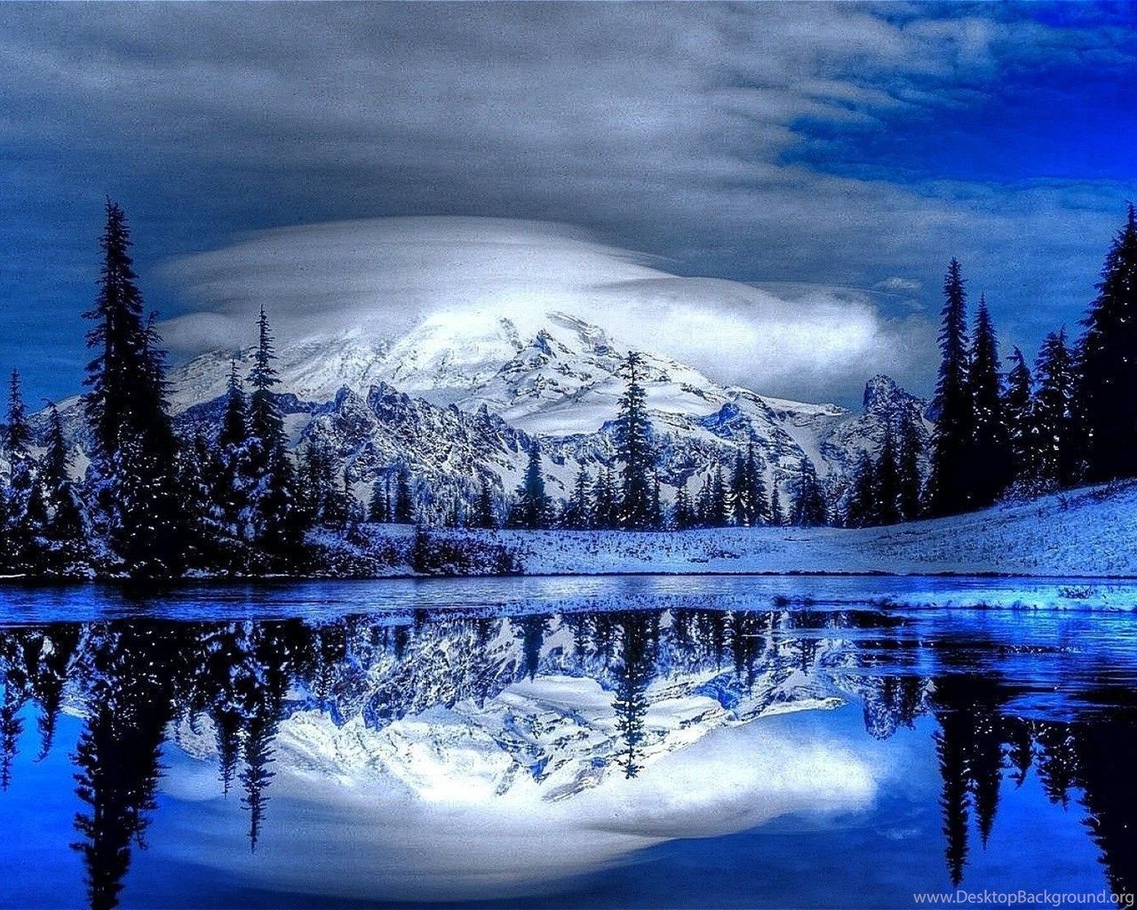 Mountain Lake In Winter Wallpaper Nature Wallpaper Desktop Background