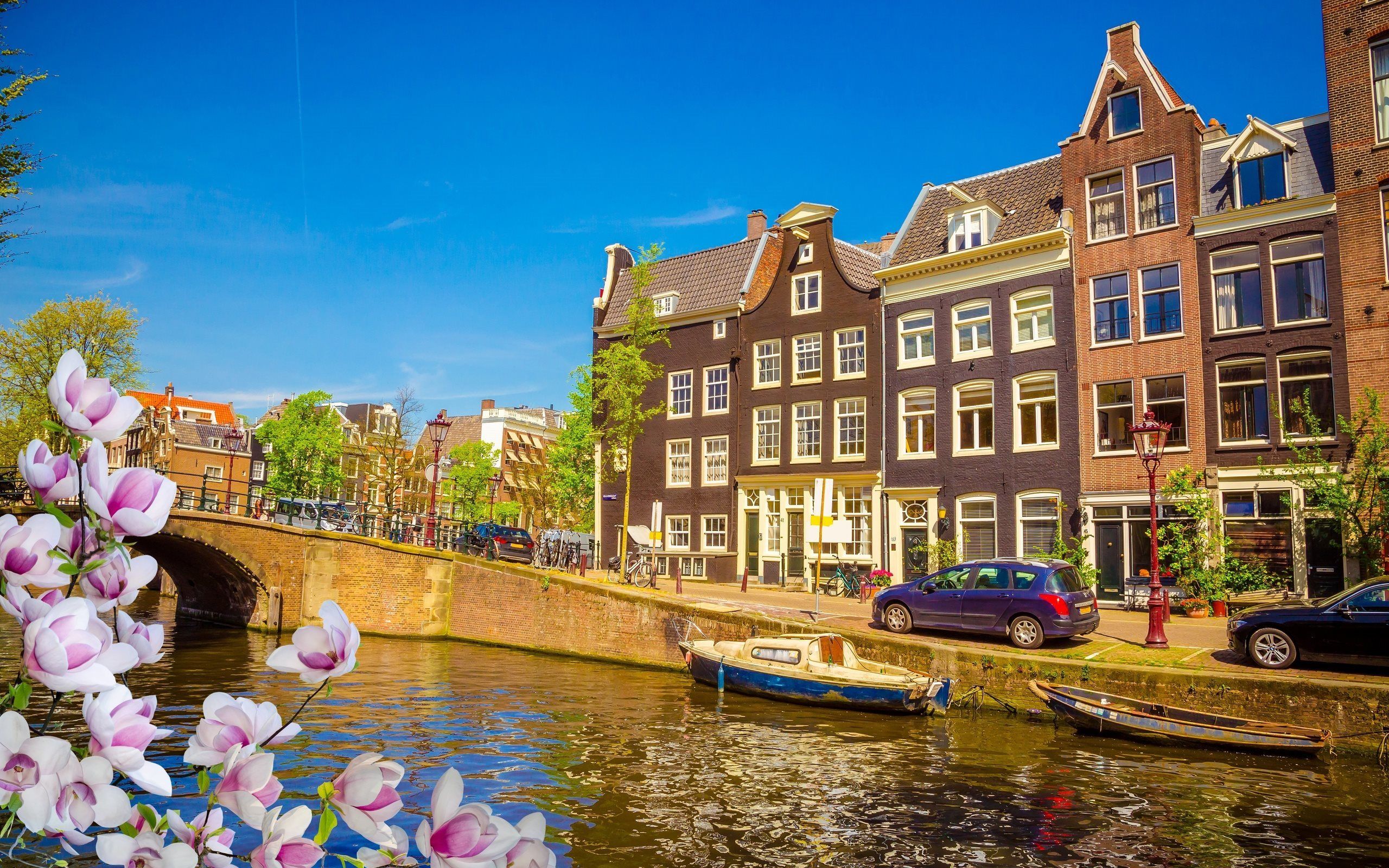 Download wallpaper Netherlands, Amsterdam, spring, bridge, HDR for desktop with resolution 2560x1600. High Quality HD picture wallpaper