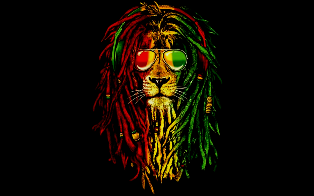 Rasta flag colored Lion with dreads wallpaper 1920x1200