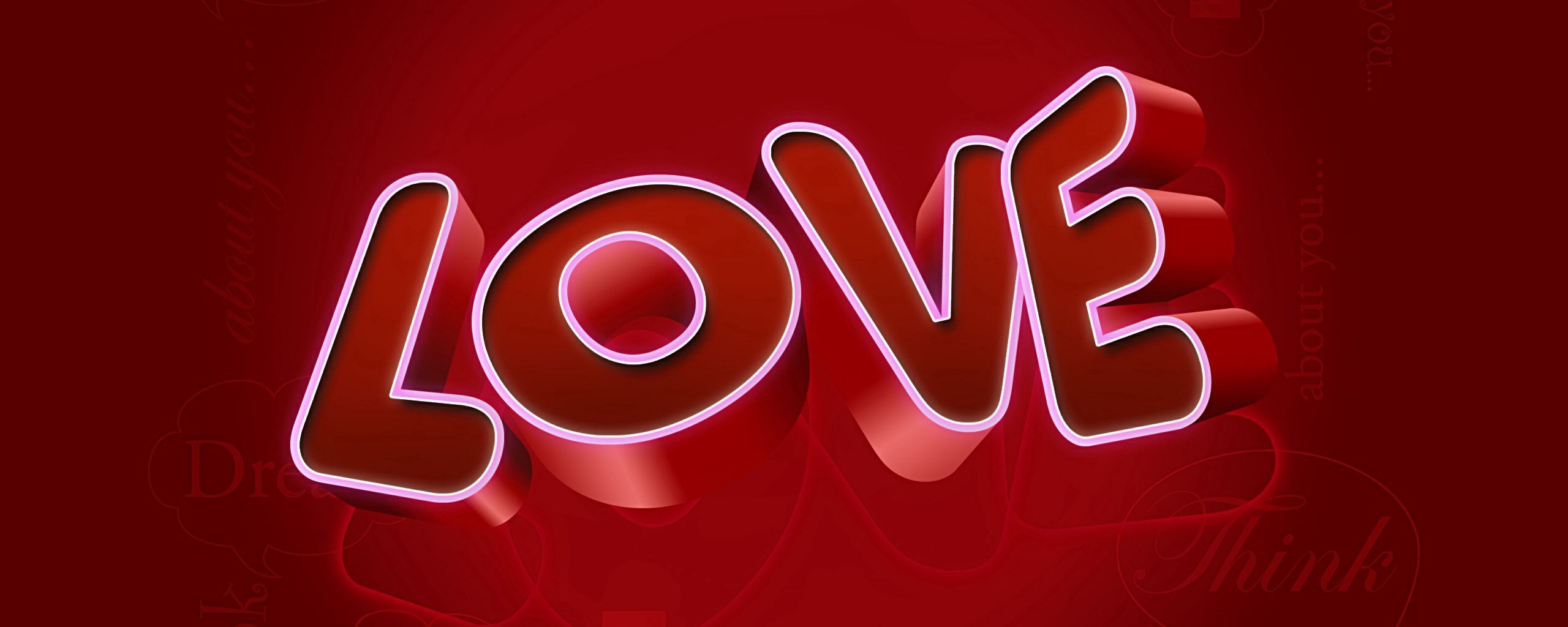 Download wallpaper 2560x1024 love, sign, red, white ultrawide monitor HD background