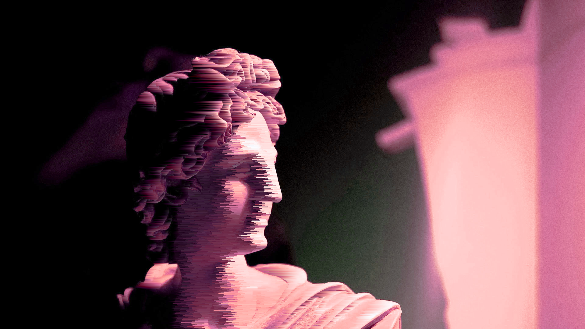 Vaporwave Vapor Artwork Statue Digital Art Pink Wallpaper:1920x1080