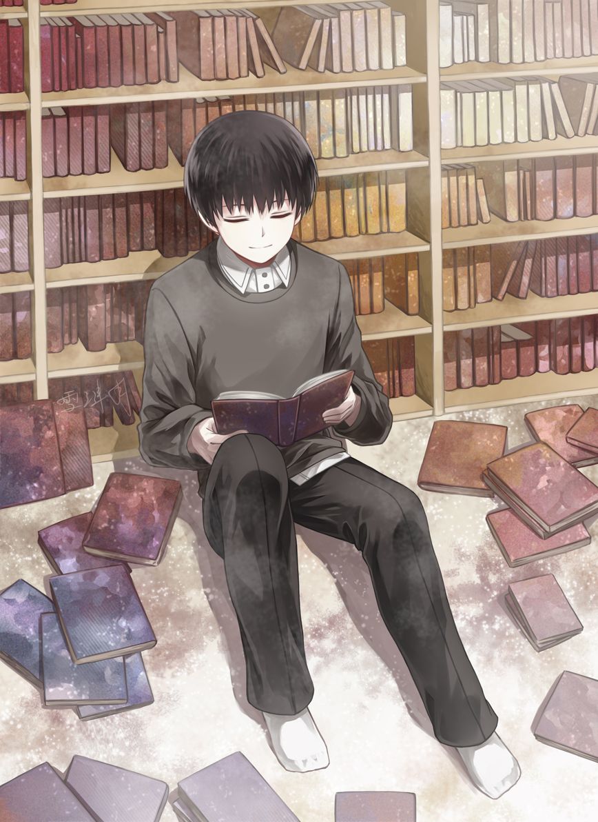 Anime Boy Reading Book HD Wallpaper