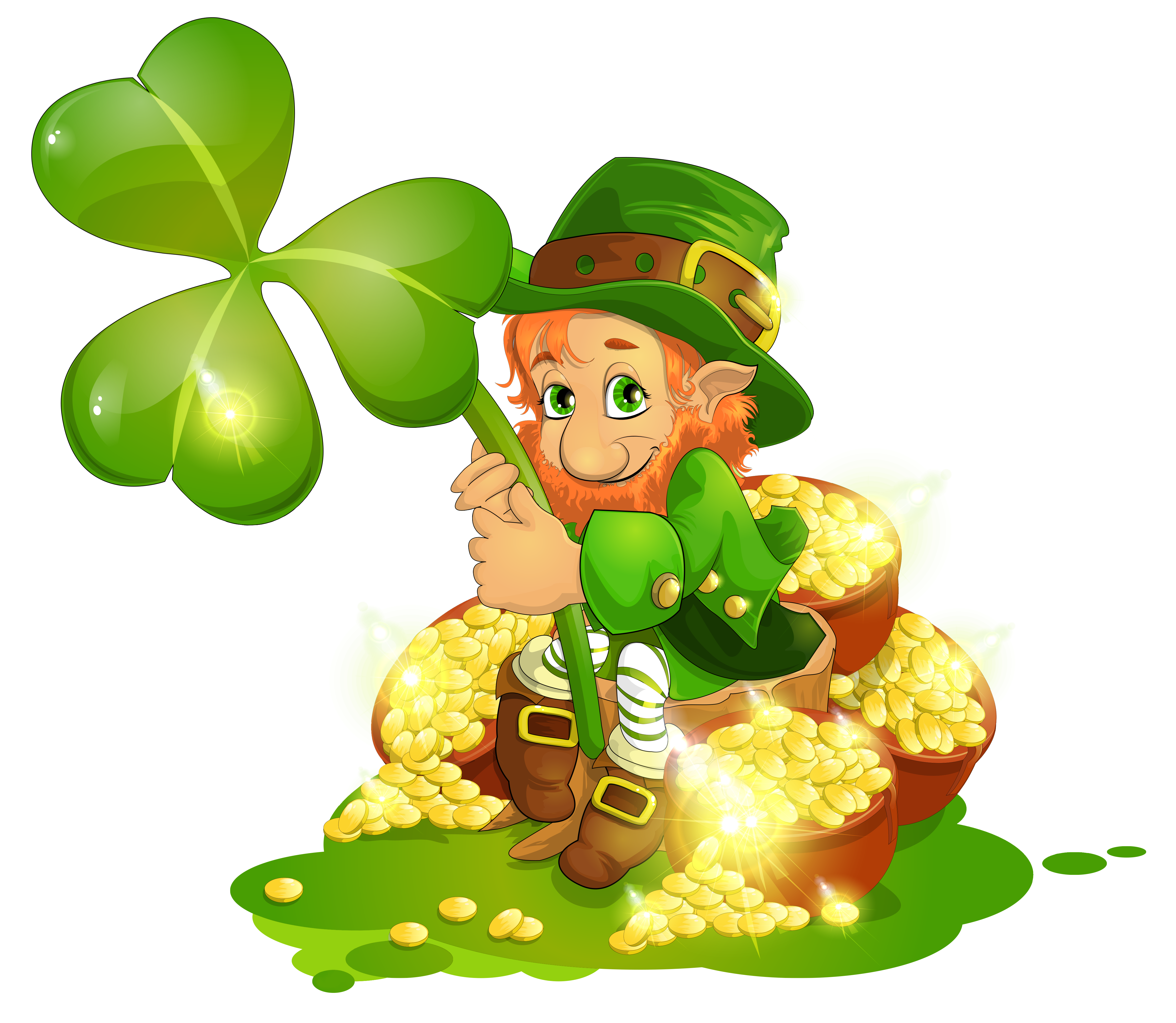 Saint Patrick's Day Leprechaun With Pot Of Gold And Shamrock PNG Clipart Quality Image And Transparent PNG Free Clipart
