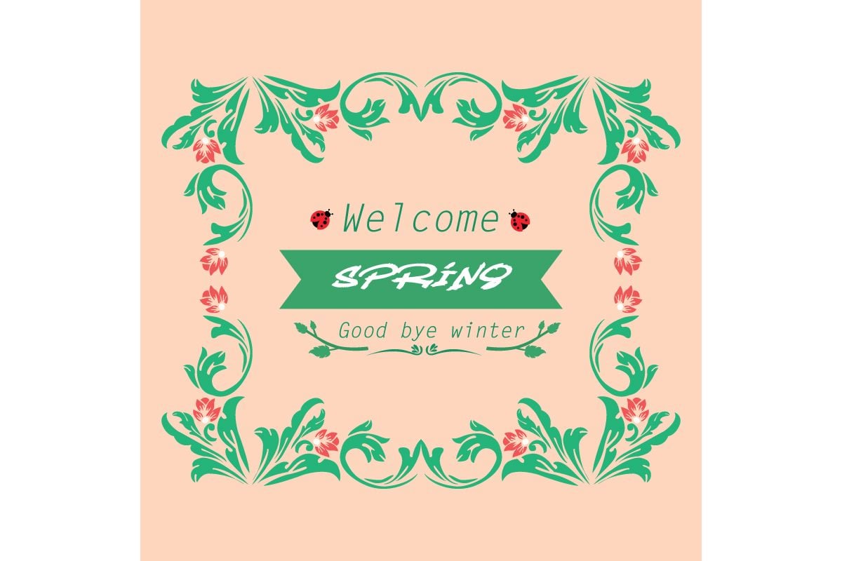 Cute Welcome Spring Greeting Card Design (Graphic) by stockfloral · Creative Fabrica
