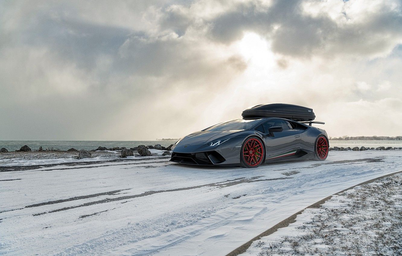Wallpaper winter, snow, Lamborghini, supercar, CGI, Performante, Huracan image for desktop, section lamborghini