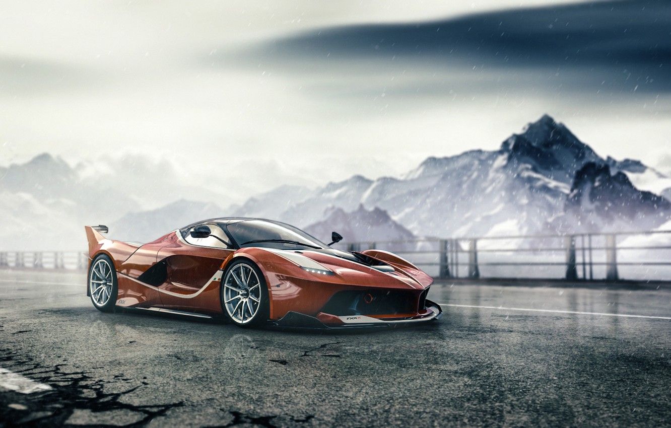 Wallpaper Red, Winter, Auto, Mountains, Machine, Supercar, Sports car, Driveclub, Blind Sarathonux, by Sarathonux Kor, Ferrari FXX K, Santa's New Sleigh image for desktop, section игры