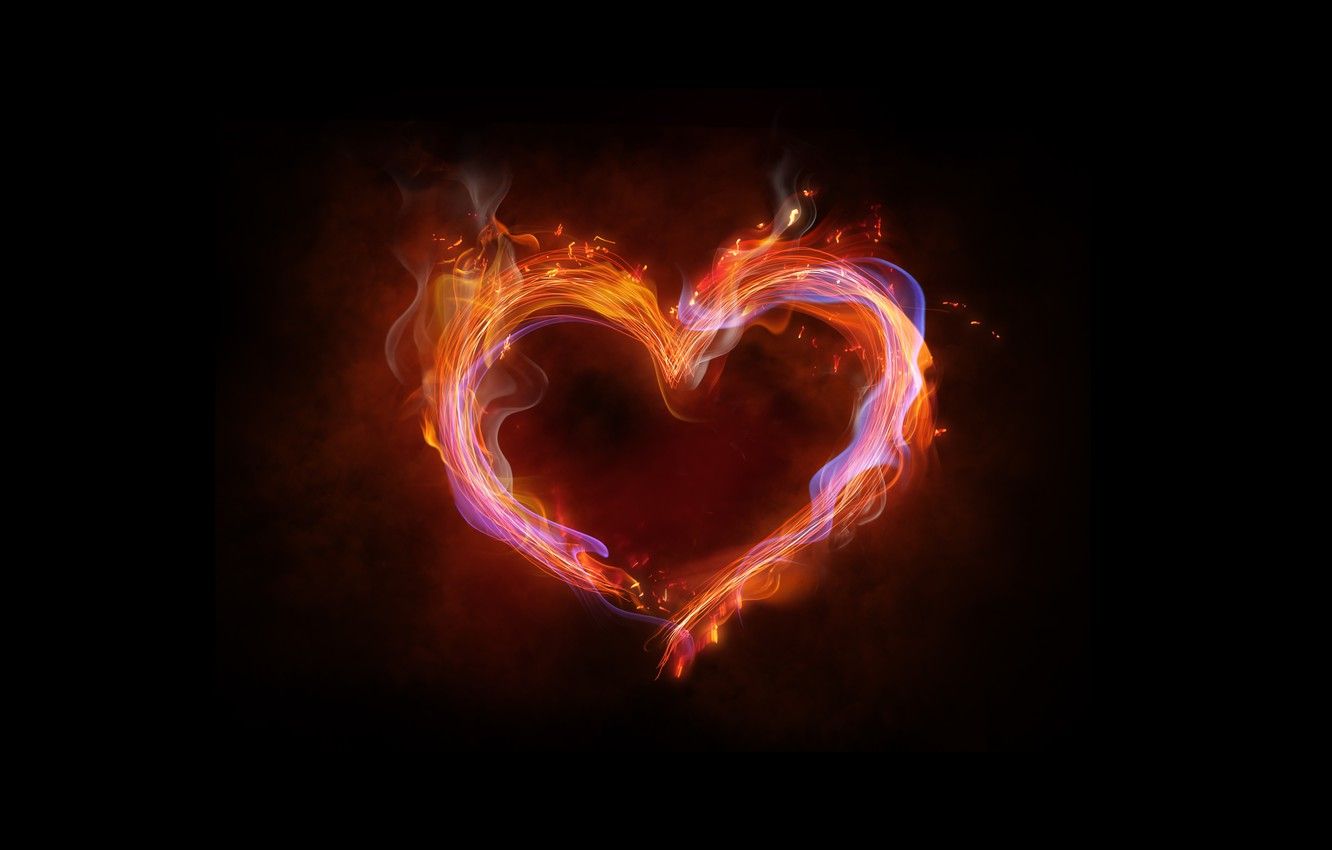 Wallpaper background, fire, heart, neon, colorful, fire, heart, pink, neon image for desktop, section абстракции