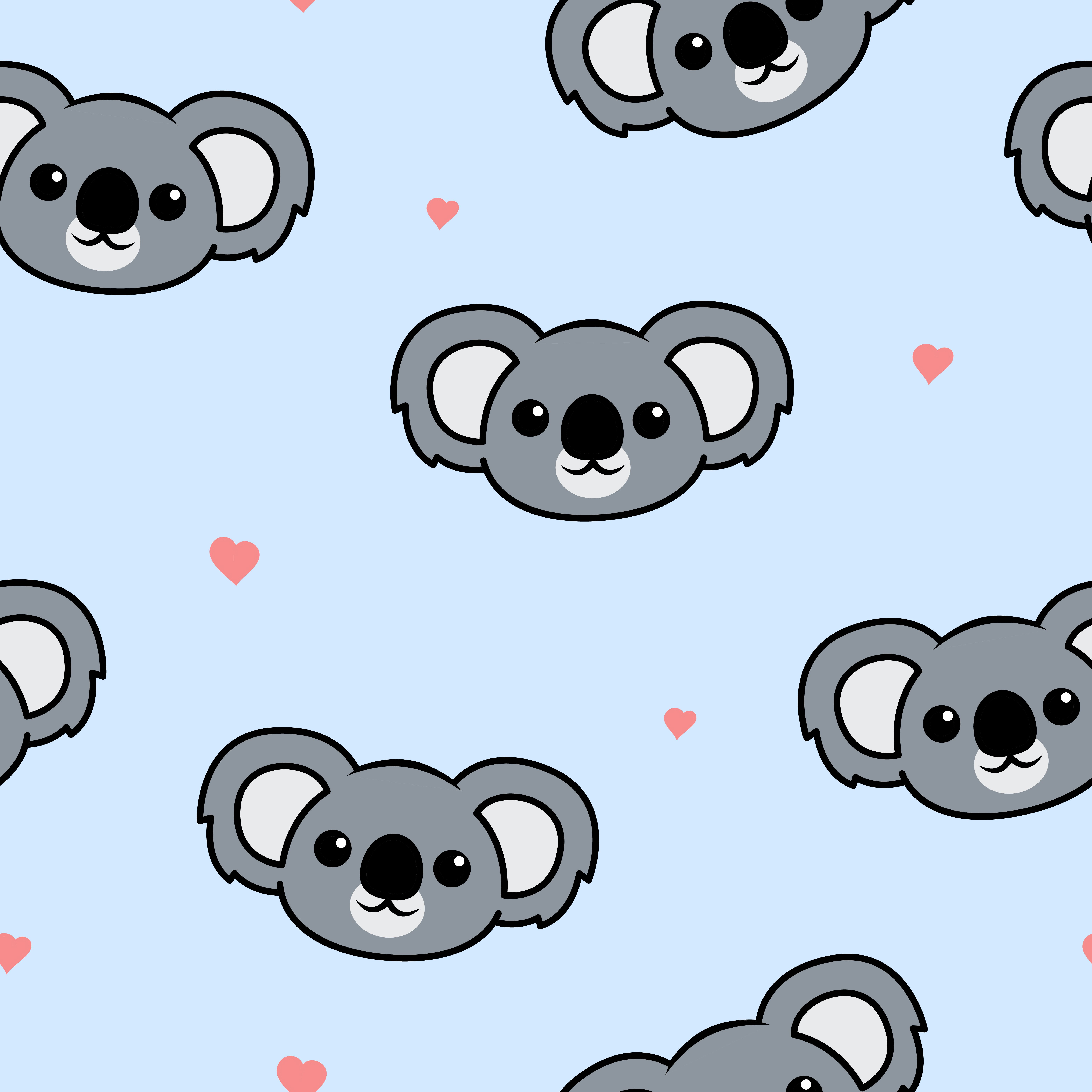 Cute koala face cartoon seamless pattern Free Vectors, Clipart Graphics & Vector Art
