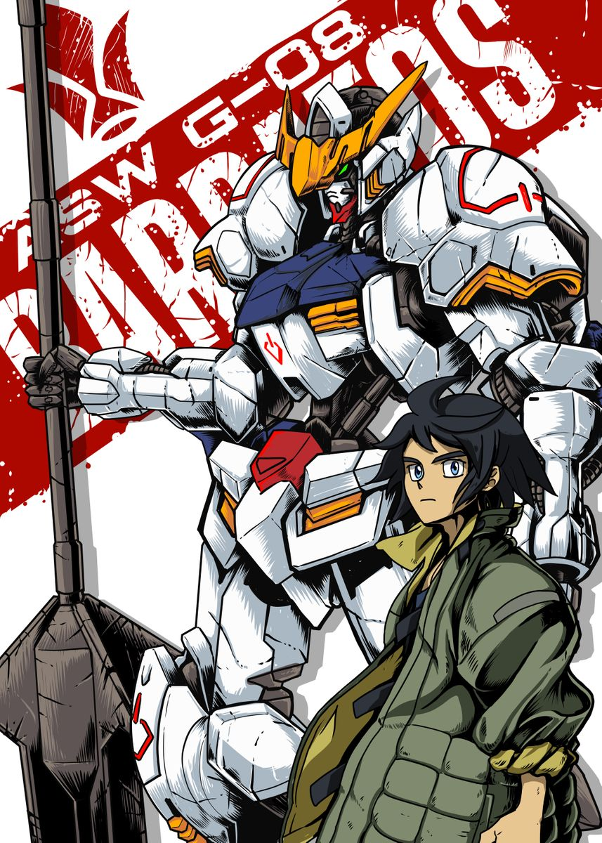 Barbatos X Mikazuki Augus' Metal Poster Print Artwork. Displate. Gundam art, Gundam iron blooded orphans, Gundam wallpaper