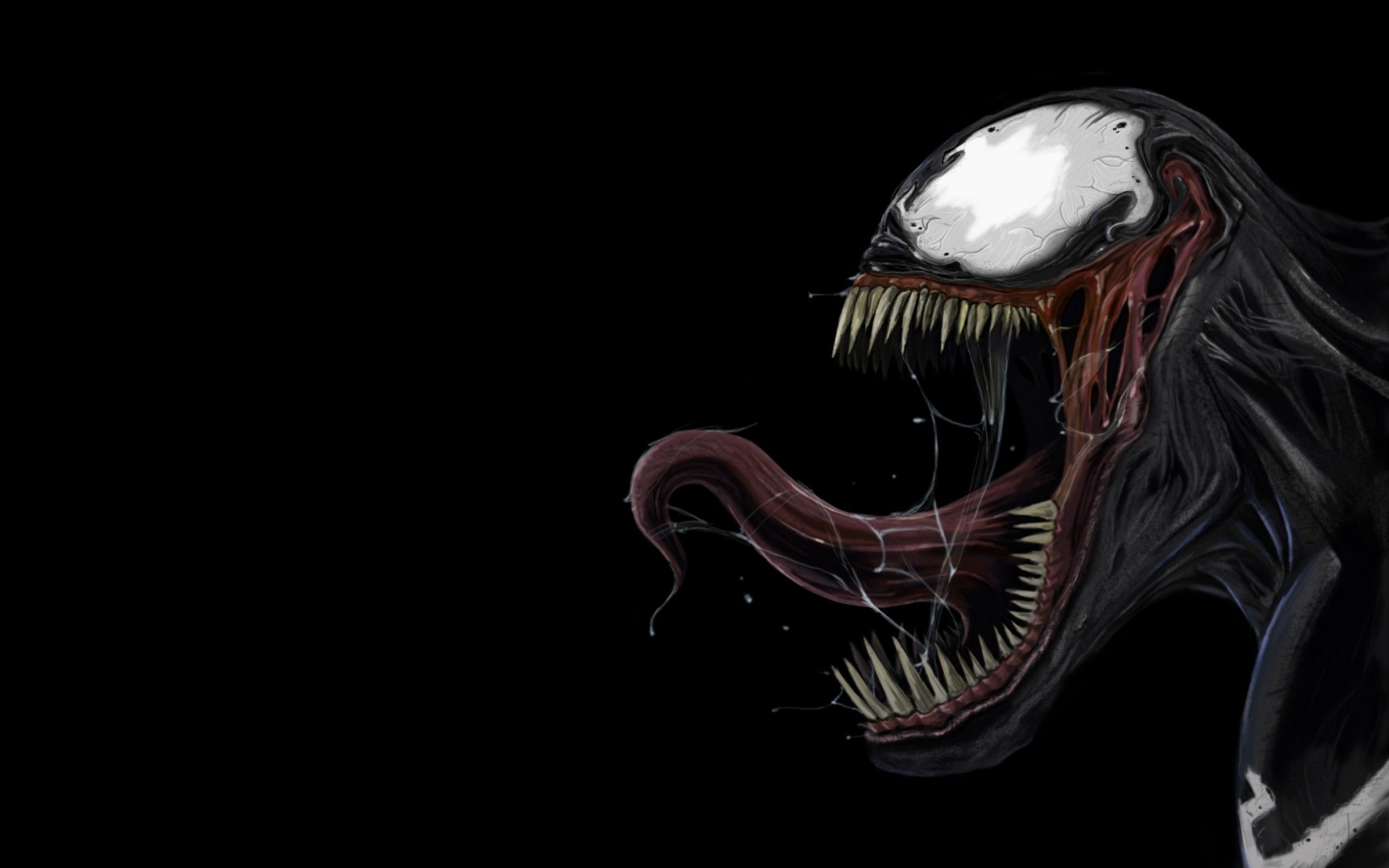dark, monsters, Venom, tongue, teeth, Marvel Comics, black background wallpaper