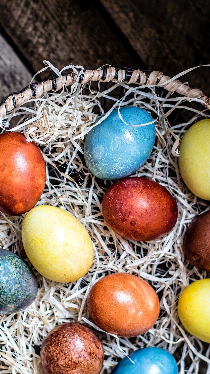 Colored Easter eggs in a basket mobile wallpaper. Visit Monika Grabkowska to see more of her food photography. Mobile wallpaper, Easter eggs, Coloring easter eggs