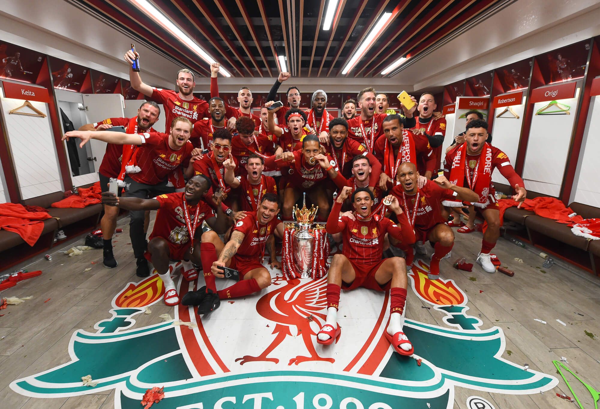 Dressing room photo: Champions celebrate Premier League glory