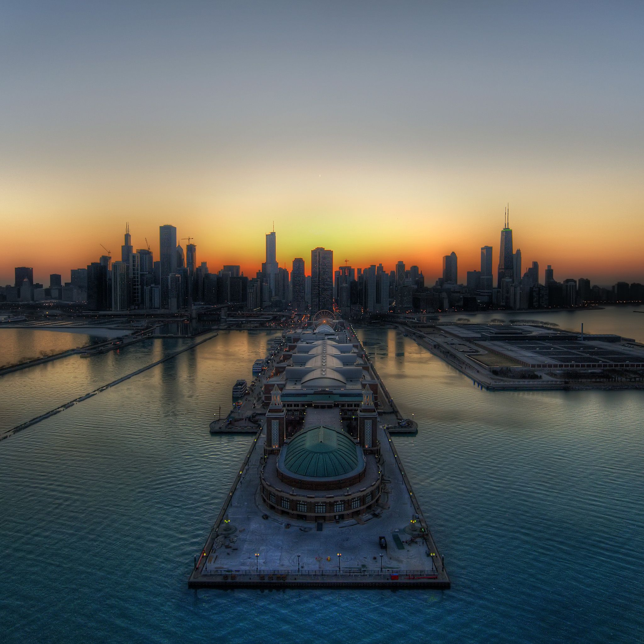 Chicago HDR Sunset iPad Wallpaper