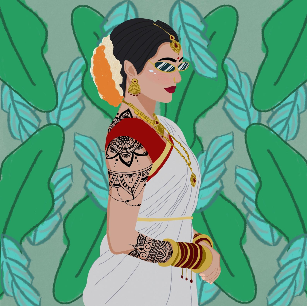 South Indian Swag Digital Art Print. Modern indian art, Beauty art drawings, Digital art prints