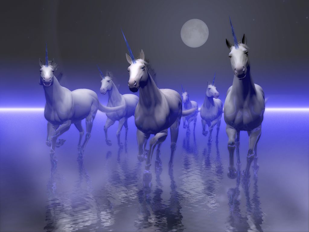 Horses by Moonlight. Unicorn wallpaper, Unicorn fantasy, Mythological creatures