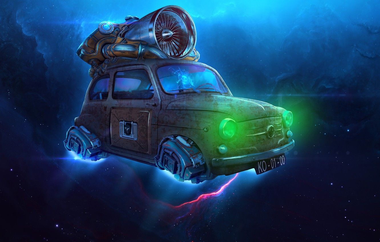 Photo Wallpaper Stars, Retro, Space, Machine, Style