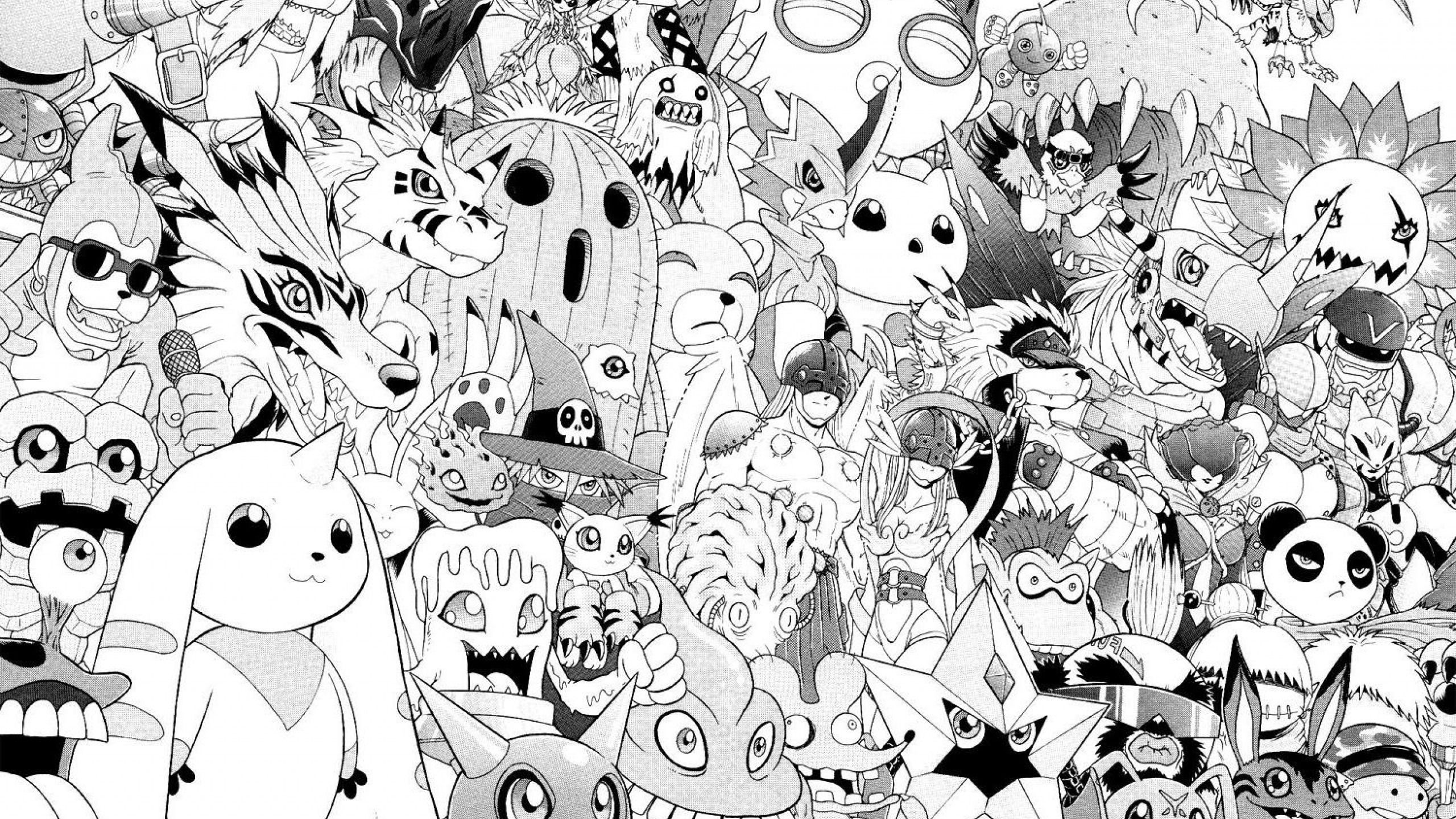 Download wallpaper white, anime, black, wallpaper, manga, characters, old school, digimon, section other in resolution 2560x1440