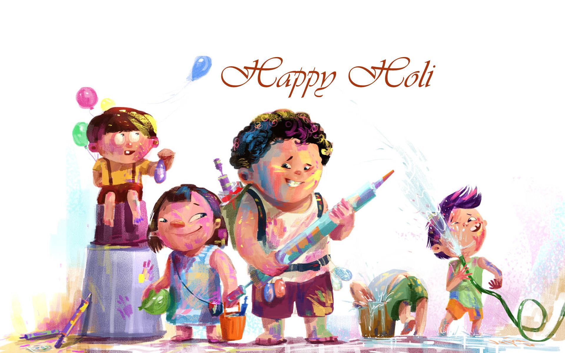 Happy Holi Image Cartoon.
