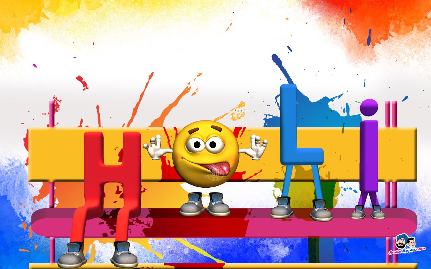 image Of Holi Festival In Cartoon For Kids