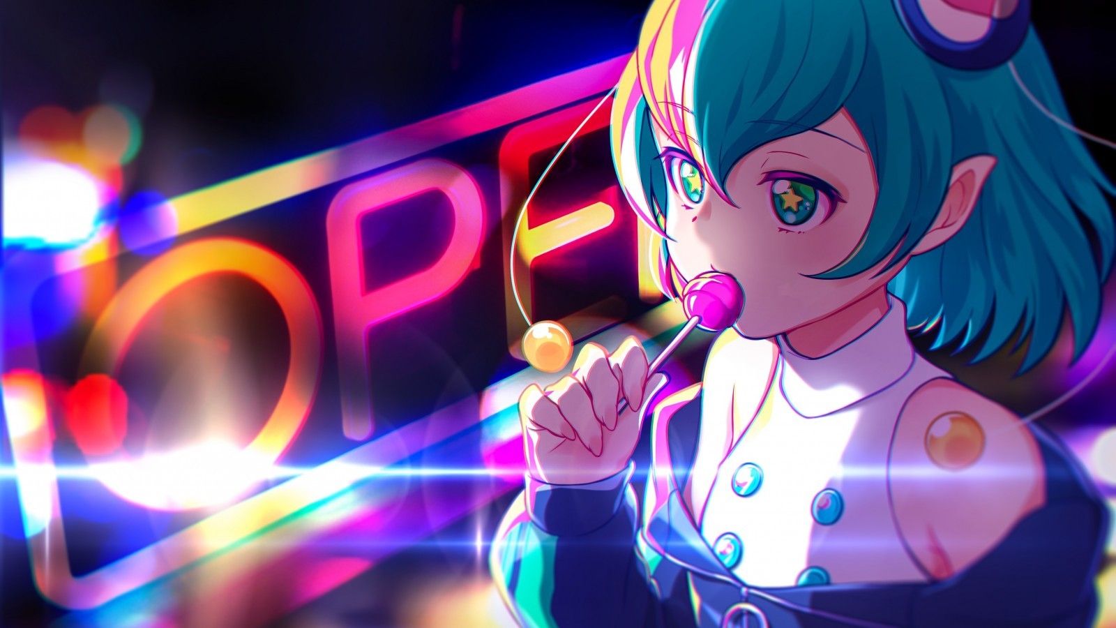 Download 1600x900 Hagoromo Lala, Star Twinkle Precure, Aqua Hair, Lollipop, Cute Wallpaper