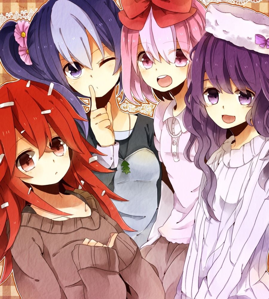 Cute anime girl friends 4K wallpaper download