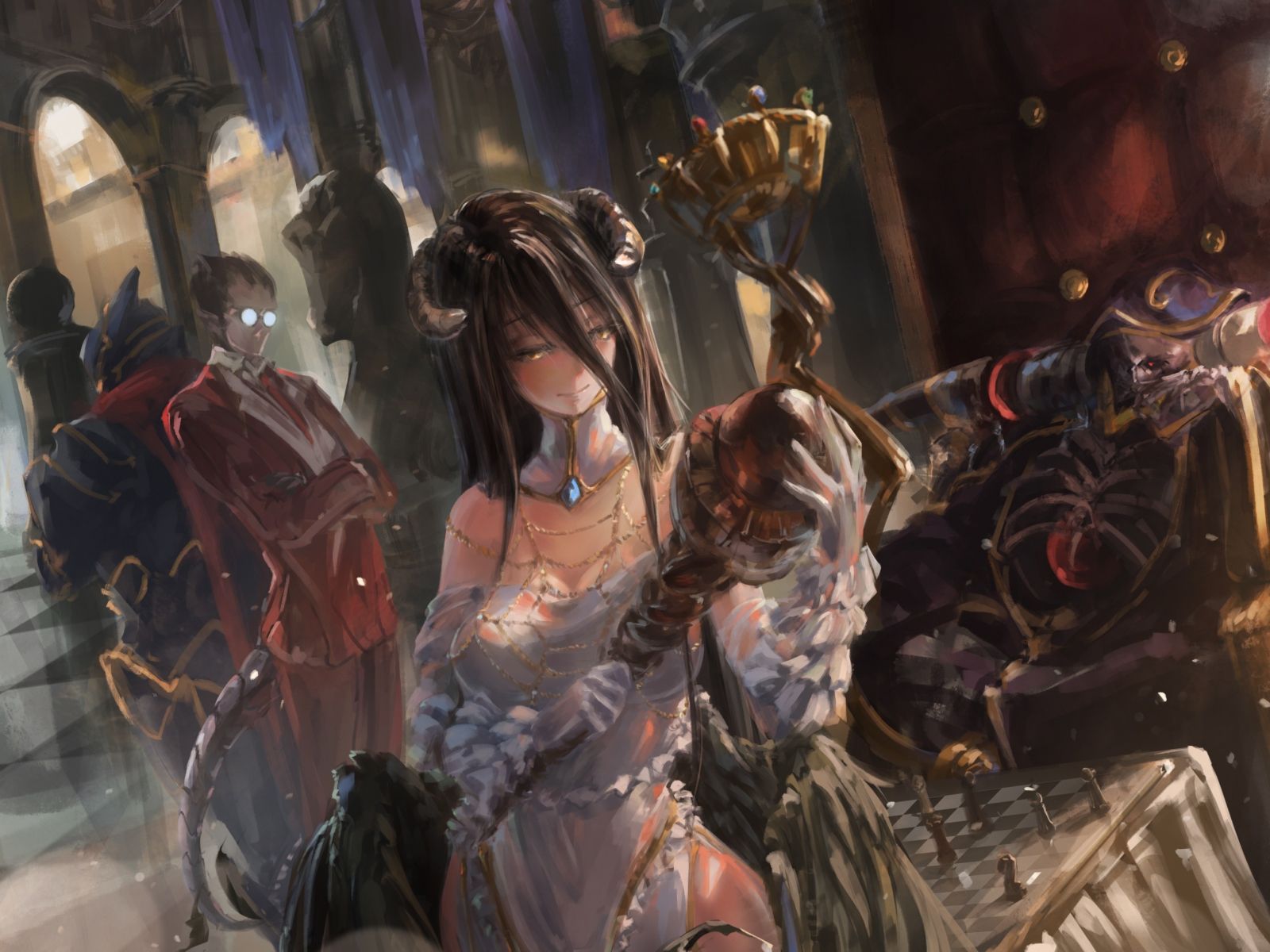 Download 1600x1200 wallpaper overlord, anime, party, art, standard 4:3, fullscreen, 1600x1200 HD image, background, 2940