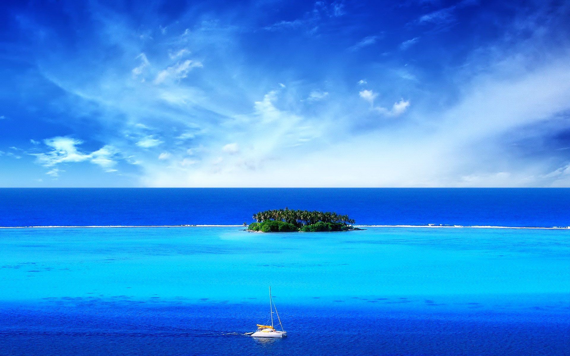 catamaran and island HD widescreen wallpaper 1920x1200. Island wallpaper, Beach wallpaper, Beautiful nature wallpaper