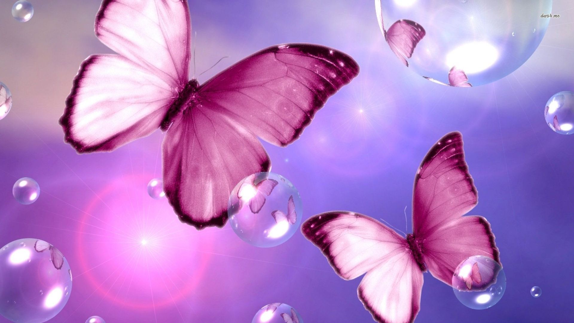 Pink Butterflies Wallpaper And Bubbles Background Wallpaper & Background Download