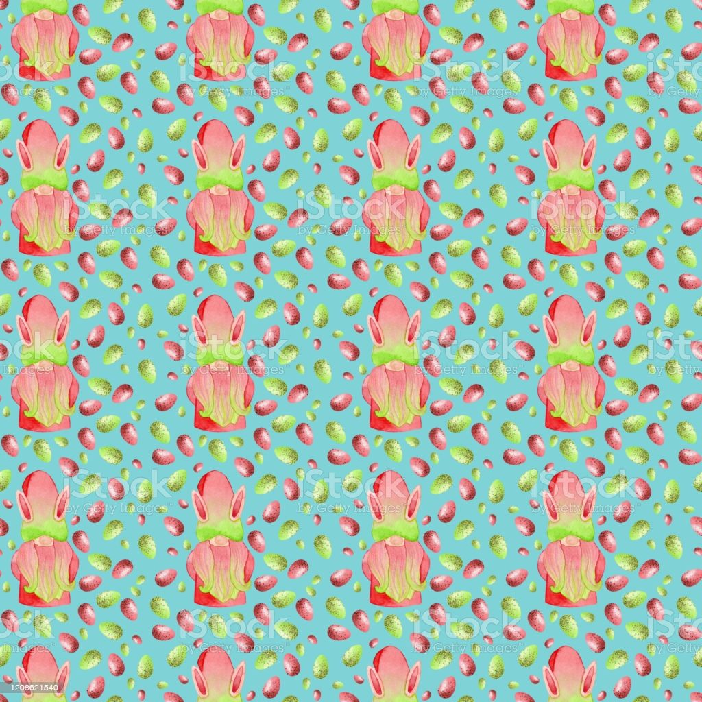Seamless Pattern With Watercolor Easter Bunny Gnomes For Background Wallpaper Wrapping Paper Stock Illustration Image Now