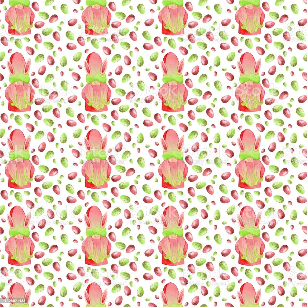 Seamless Pattern With Watercolor Easter Bunny Gnomes For Background Wallpaper Wrapping Paper Stock Illustration Image Now