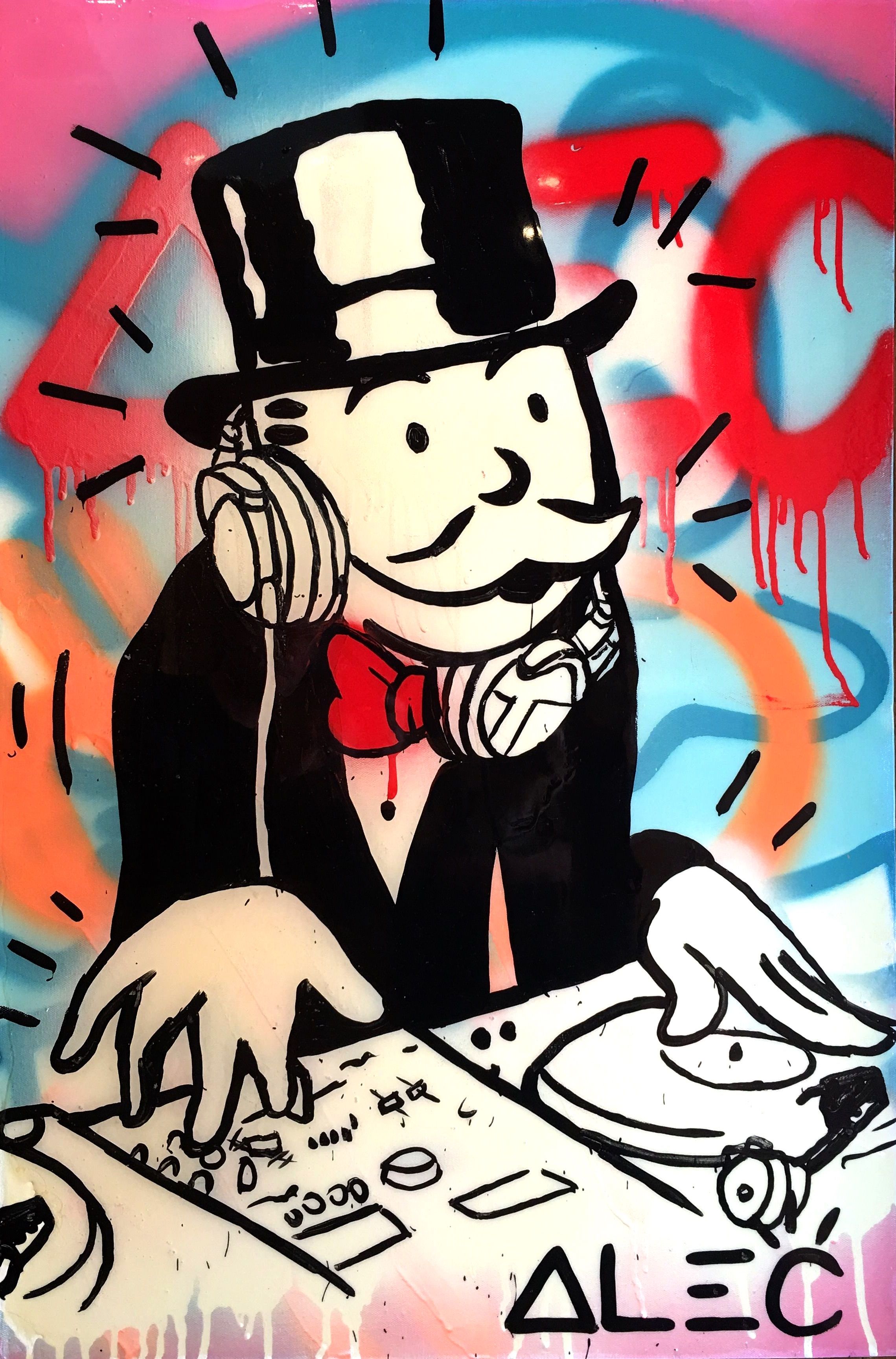 DJ Monopoly (color) by Alec Monopoly Hepner. Art Gallery. Prints. Chelsea, New York City. Posters art prints, Graffiti, Art