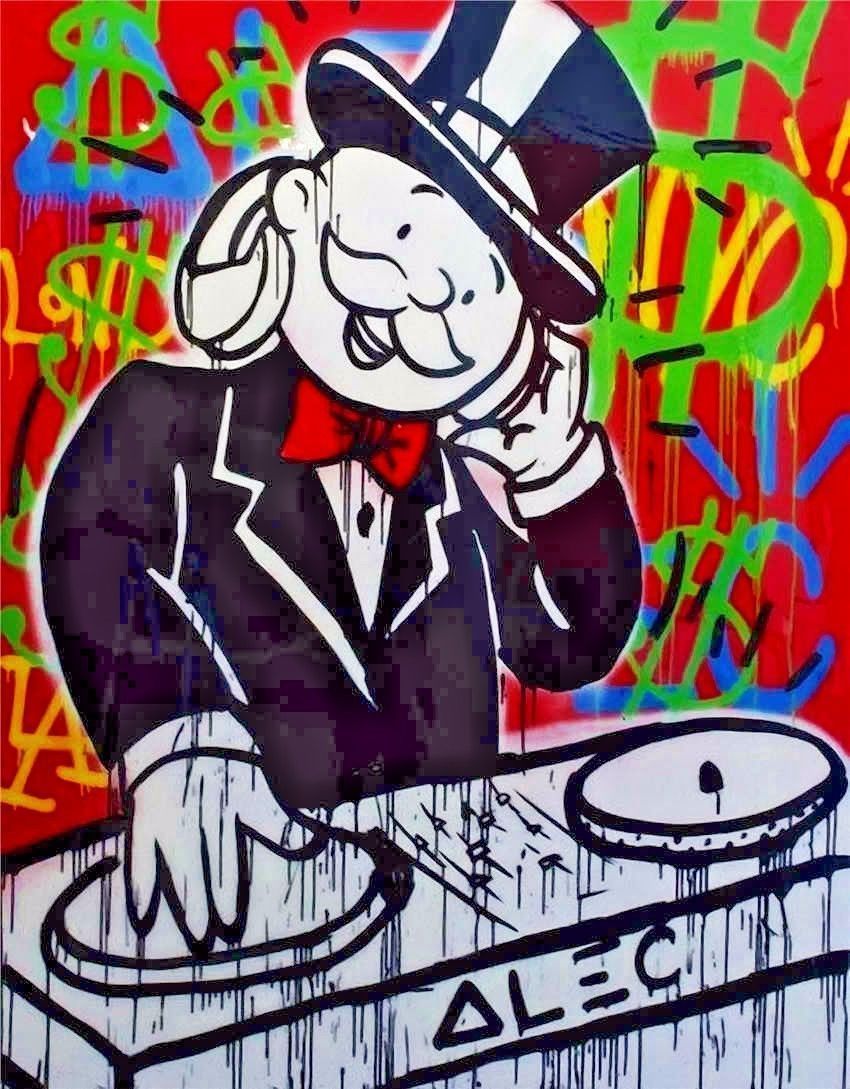 Alec Monopoly Oil Painting on Canvas Urban art wall decor The DJ Music 28x36 Welcome to the best store pric. Urban art, Pop art canvas, Art picture ideas