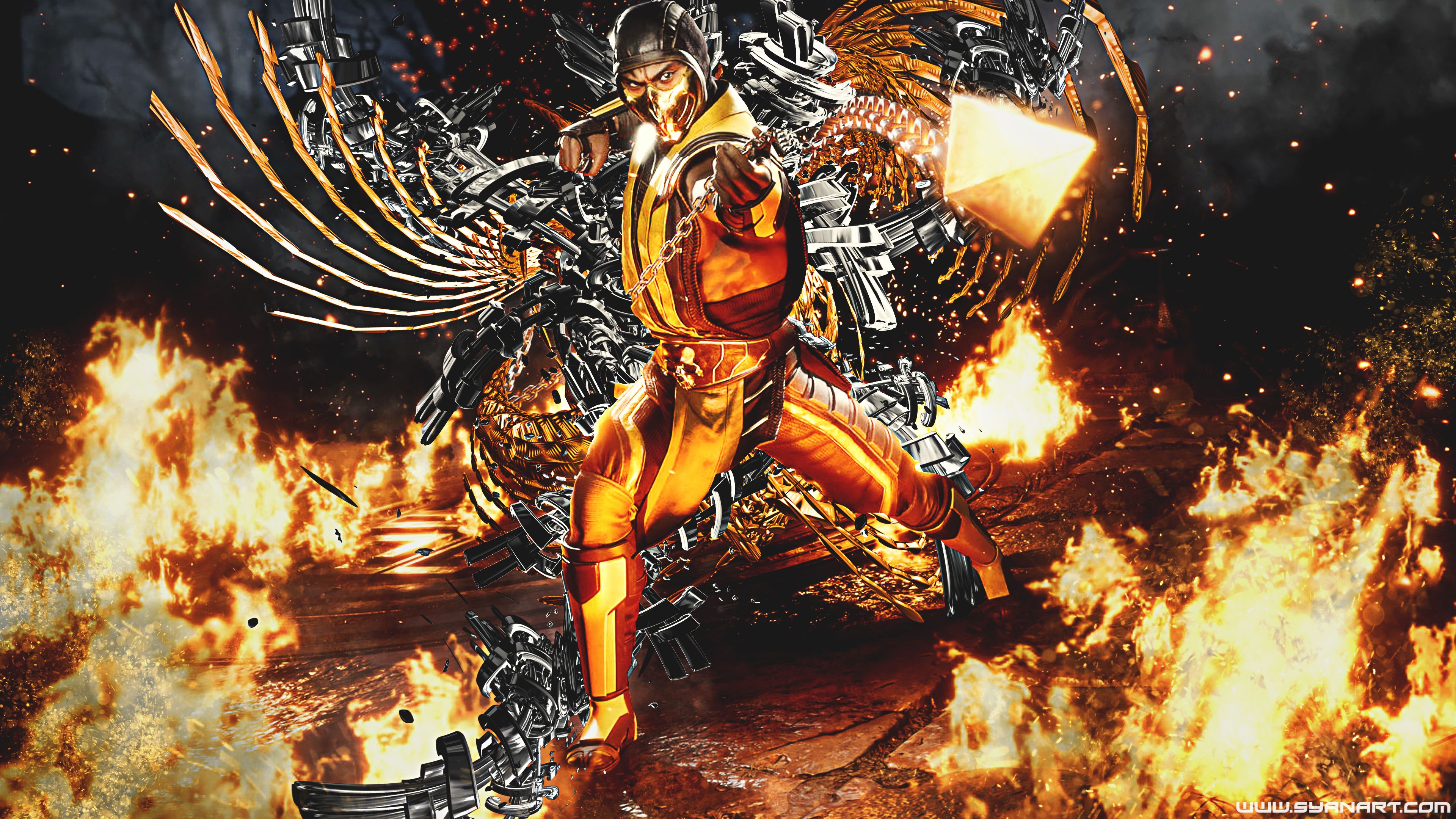 Mortal Kombat 11 Classic Scorpion 4K Wallpaper SyanArt Station