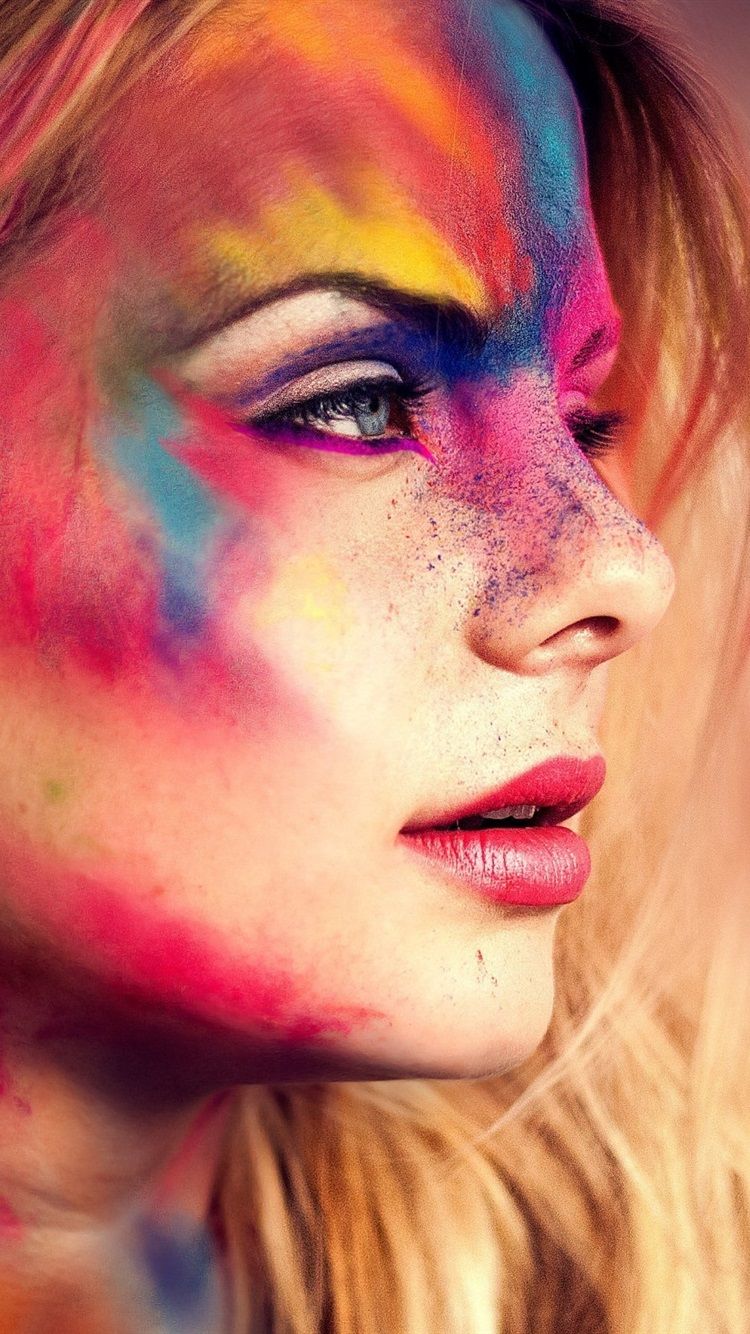 iPhone Wallpaper Girl Face, Festival, Colorful Makeup Pics Of Girls