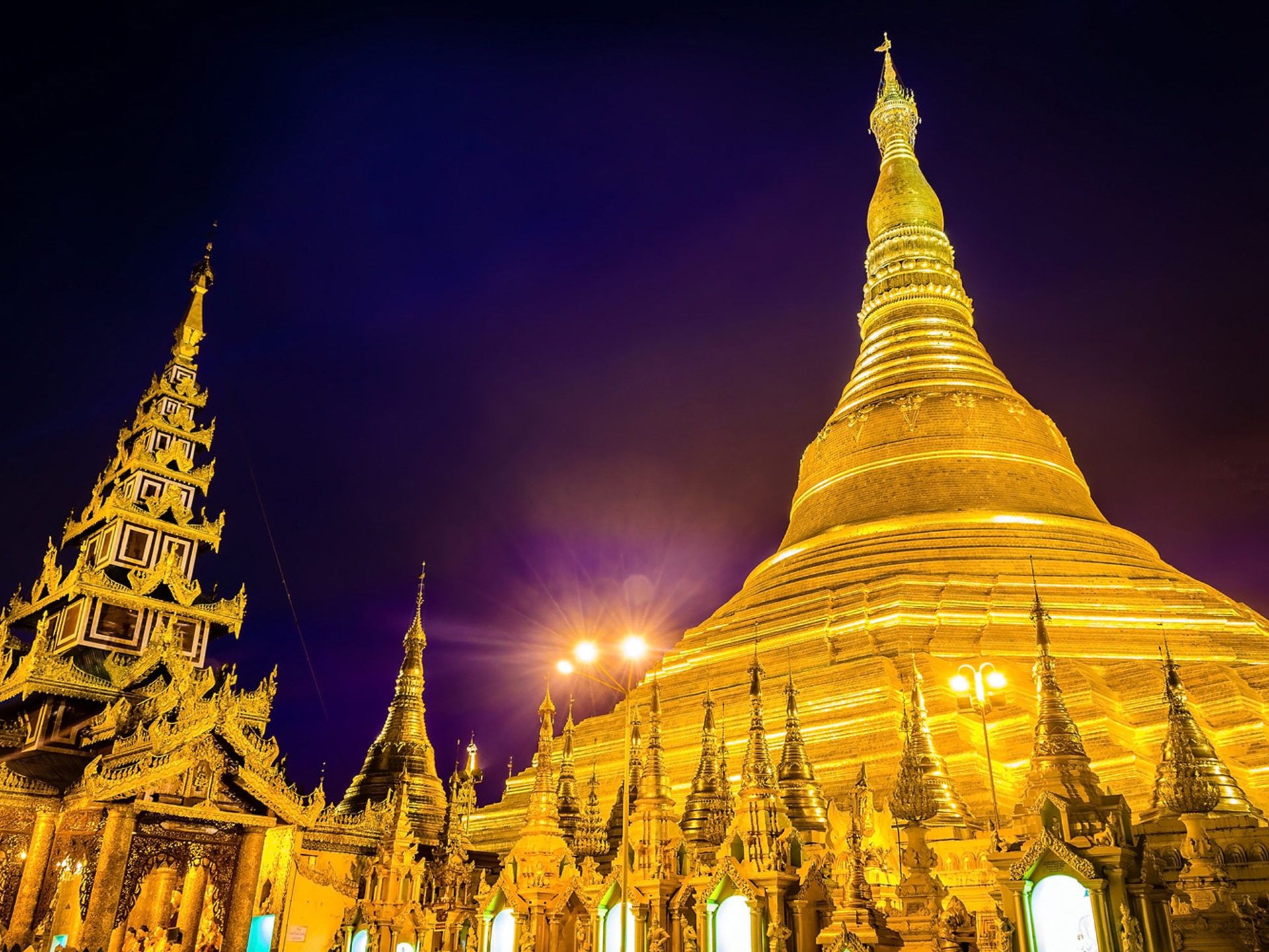 Shwedagon Pagoda At Night In Yangon Myanmar Burma Android Wallpaper For Your Desktop Or Phone, Wallpaper13.com