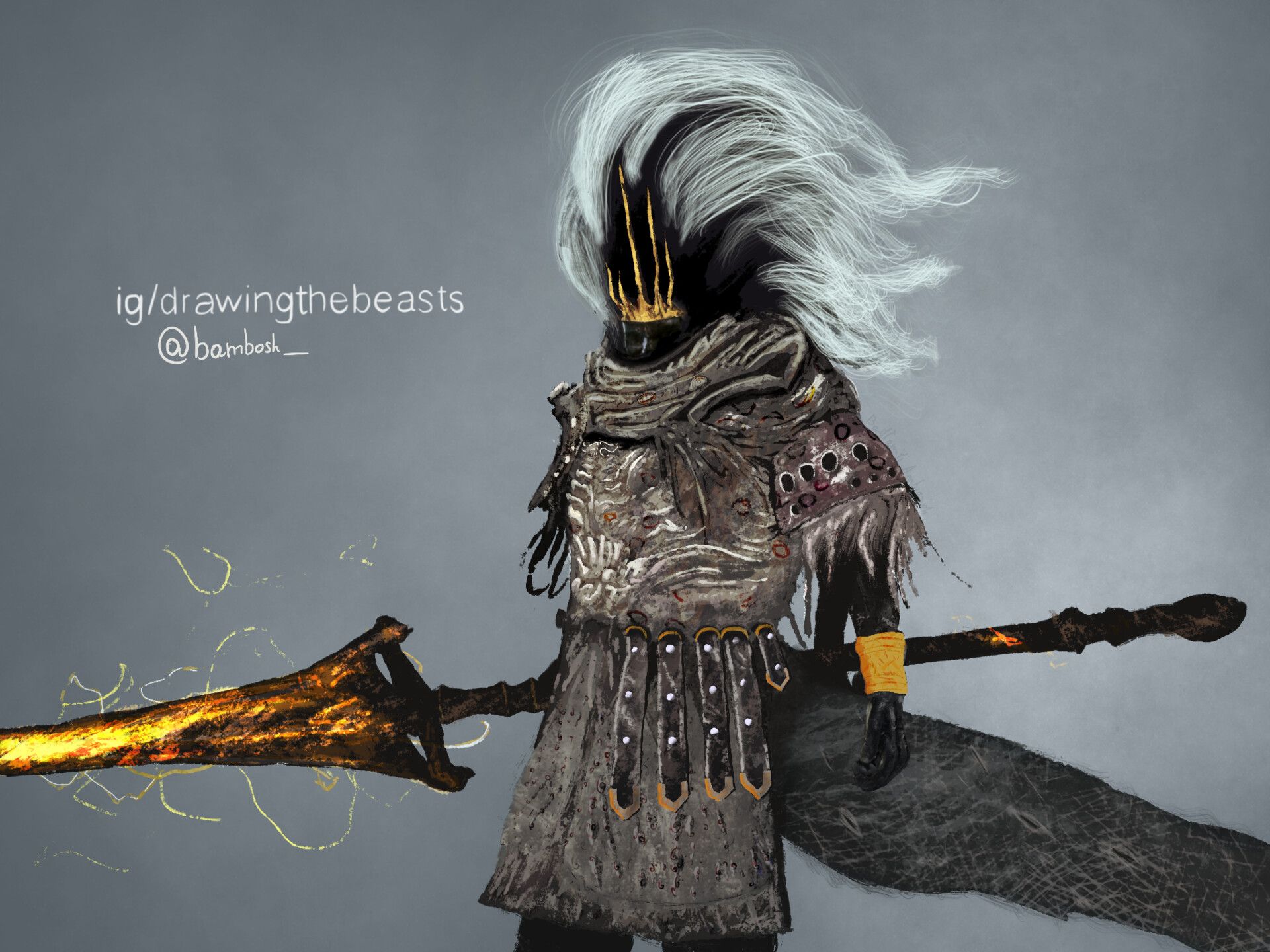Bartłomiej Ambroziak've drawn Nameless King from Dark Souls 3