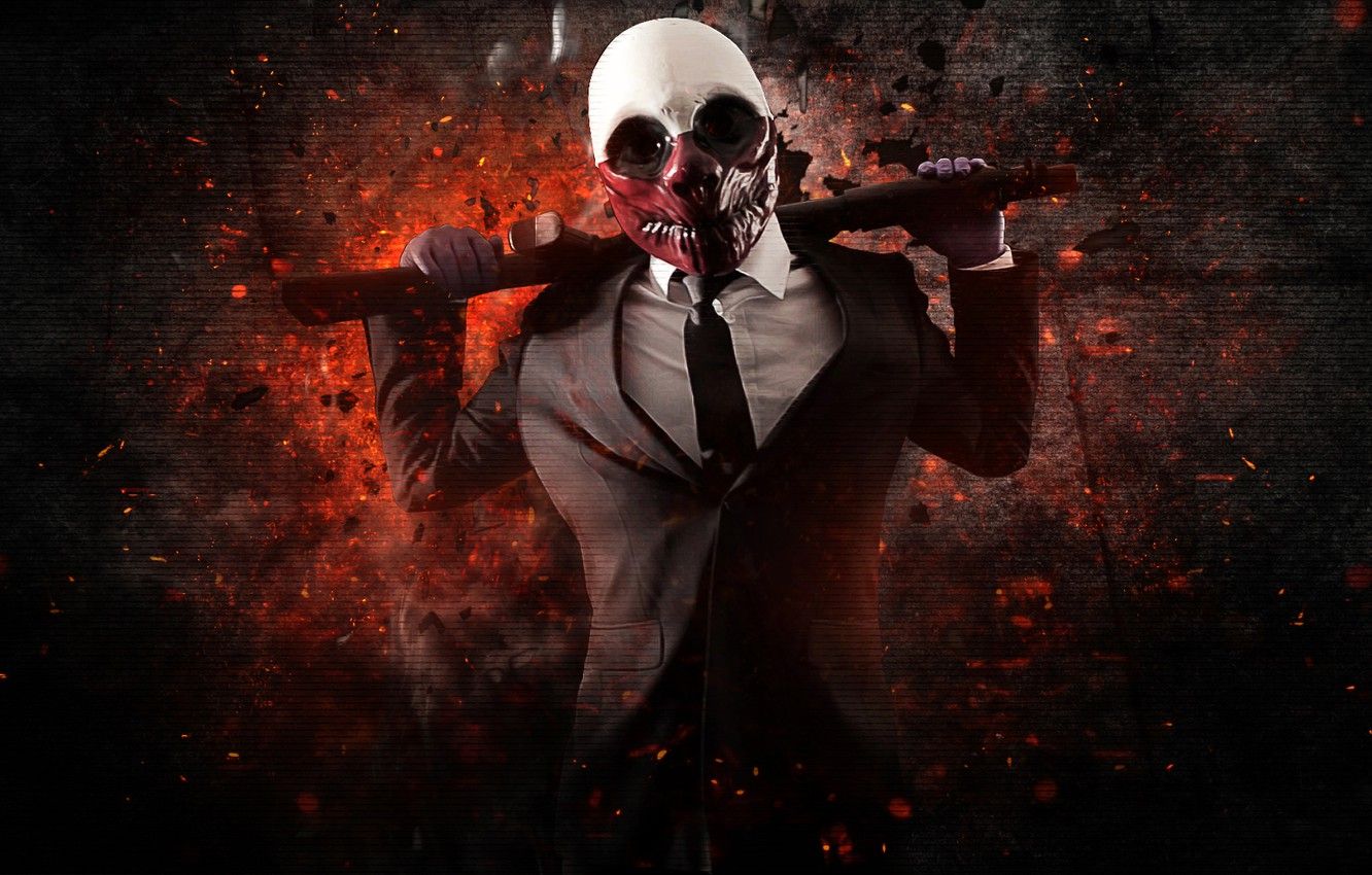 Wallpaper Wolf, Game, Background, Weapon, Money, Mask, Shotgun, Payday: The Heist, Video Game, Overkill Software, Bank Robbery, Payday, The Heist image for desktop, section игры