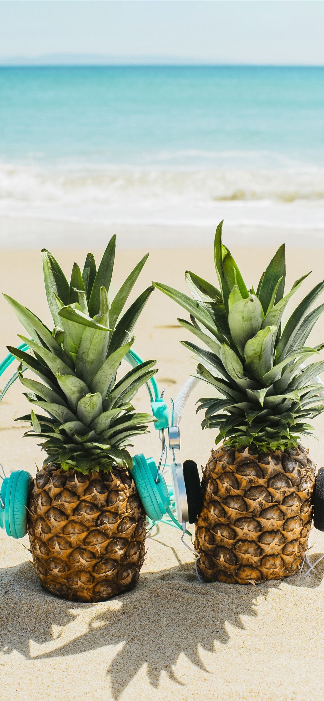 Pineapples, Headphone, Beach, Sea 1242x2688 IPhone 11 Pro XS Max Wallpaper, Background, Picture, Image