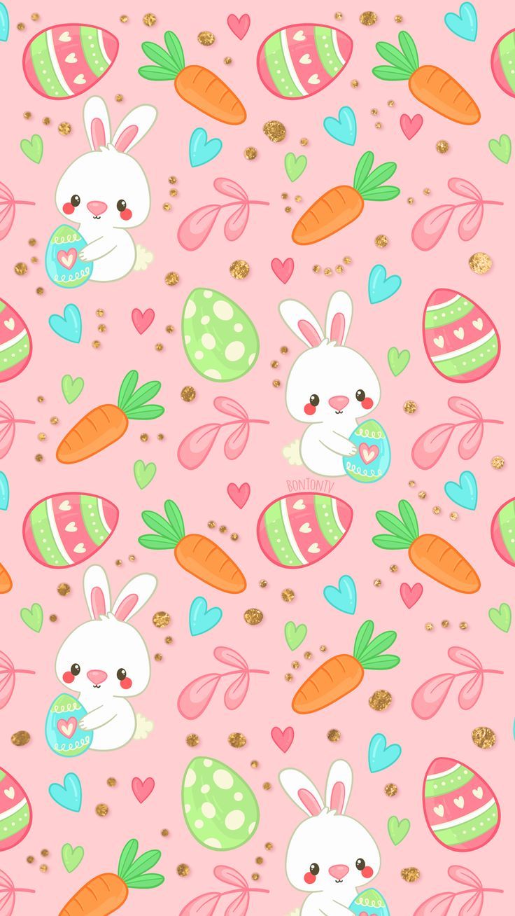 Cute Easter Wallpaper For IPhone With Eggs, Bunnies And Carrots. Easter wallpaper, Easter background, Happy easter wallpaper