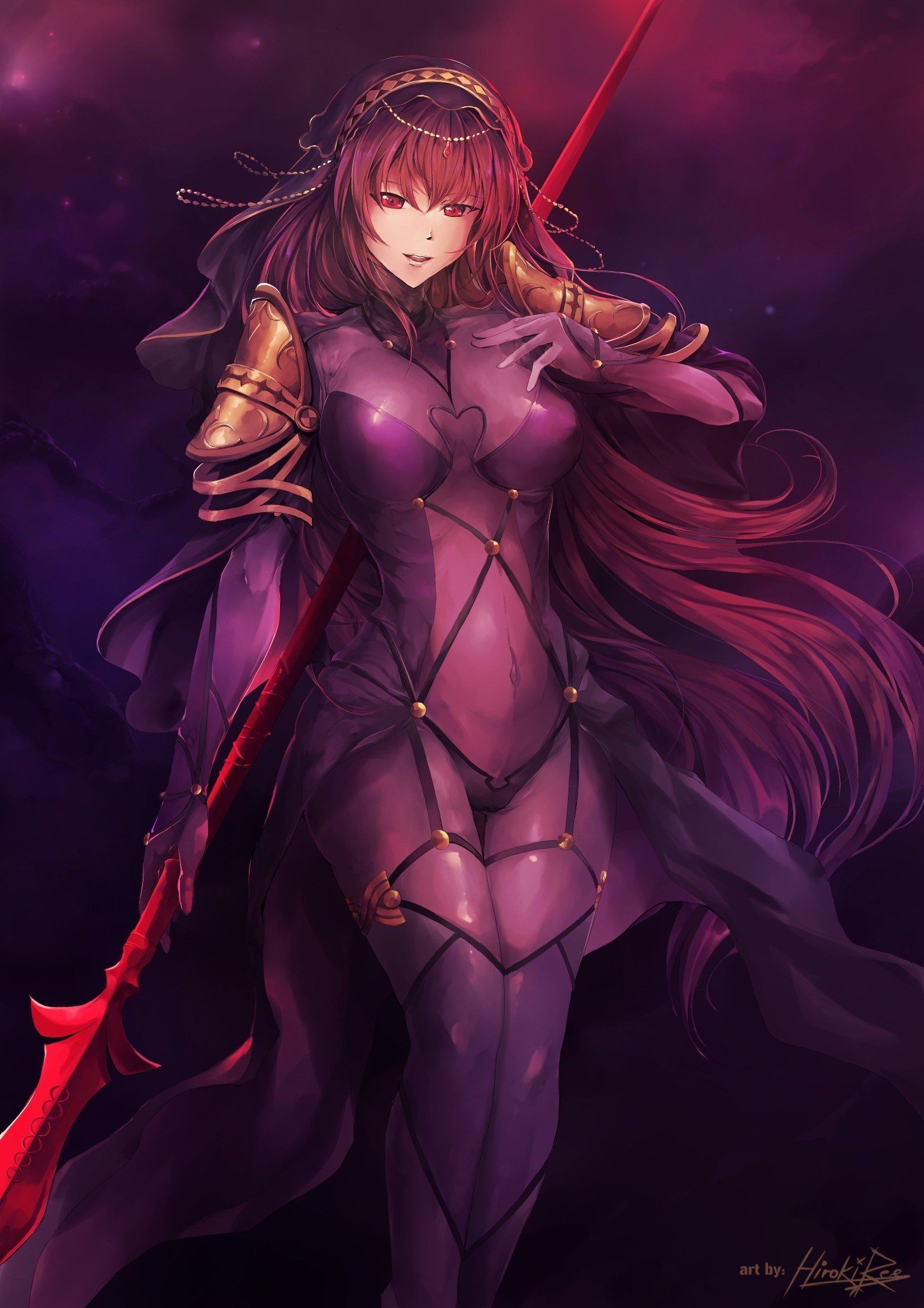 long hair, Fate Grand Order, Scathach ( Fate Grand Order ), Bodysuit, Weapon, Spear Wallpaper HD / Desktop and Mobile Background