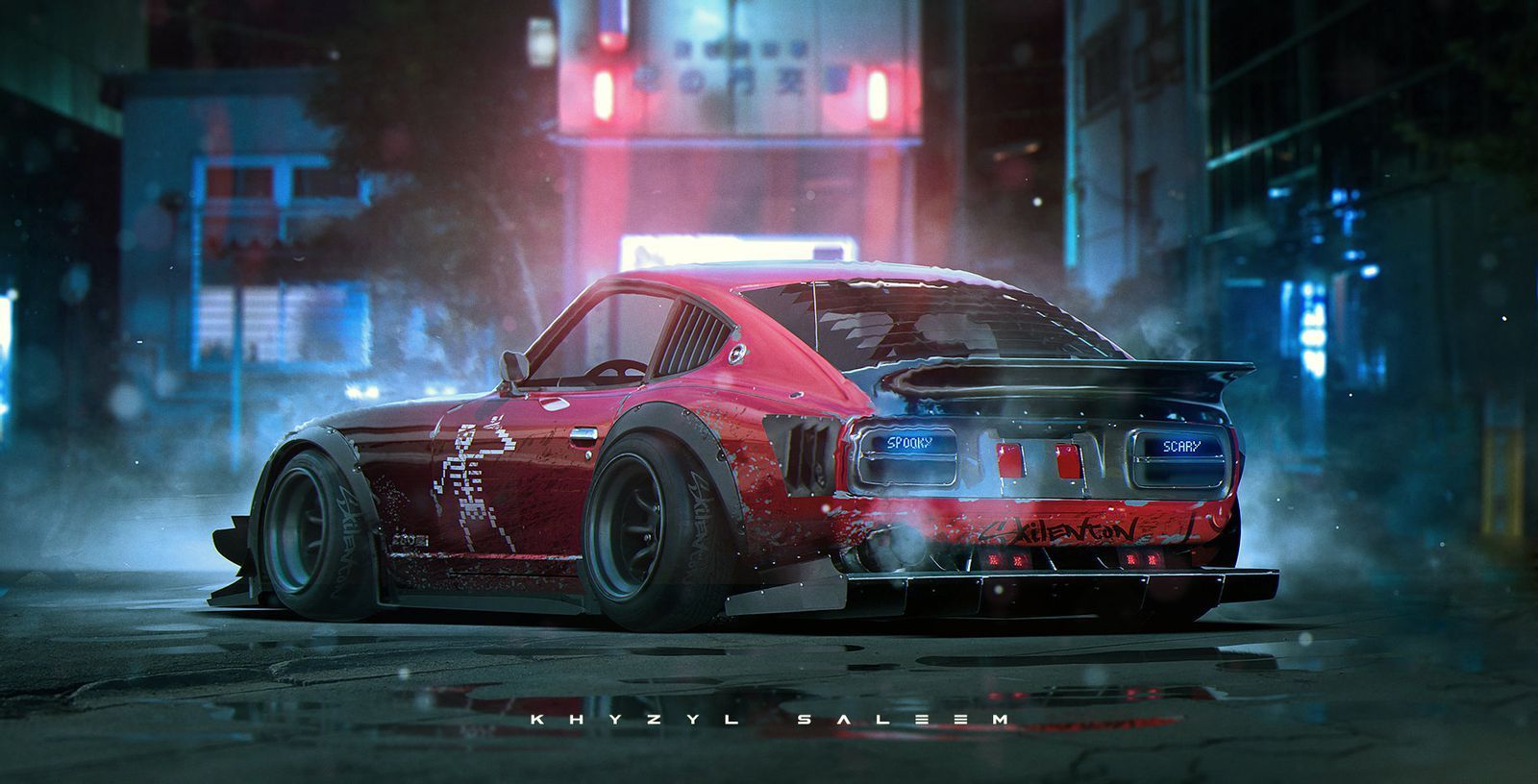 Classic Cars Reimagined in a Bosozoku Future. Datsun, Datsun 240z, Digital wallpaper